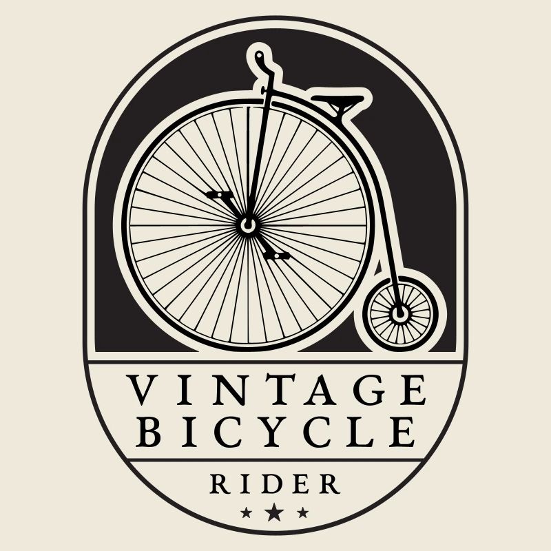 Vintage Bicycle Rider, Schwarz auf hell, Hochrad