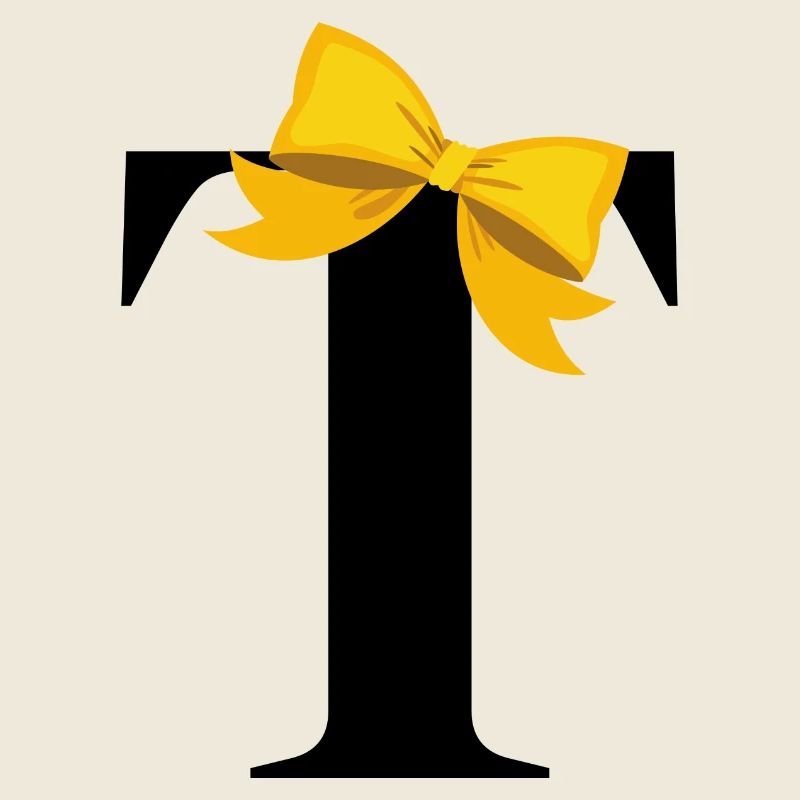 Letter t yellow bow