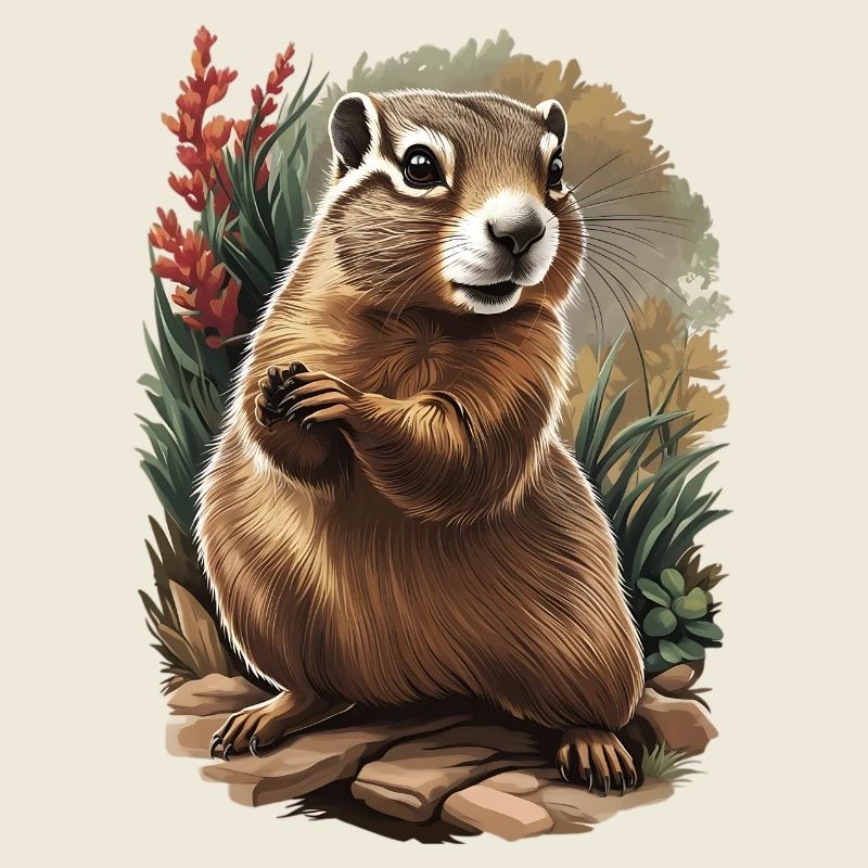 Marmotte jardin curieuse