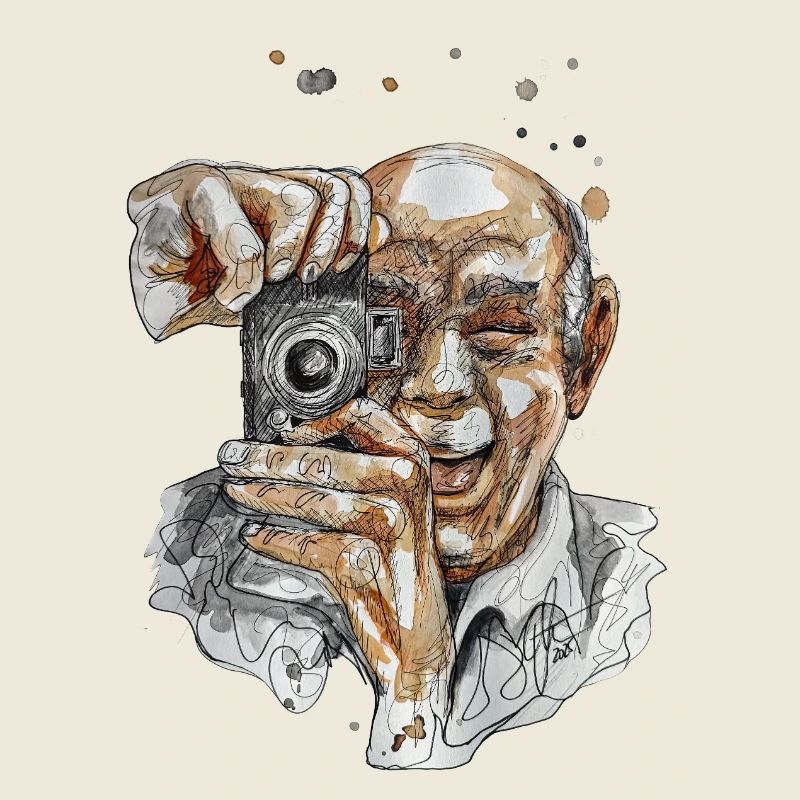 Selfie 2 Illustration Aquarell carographic
