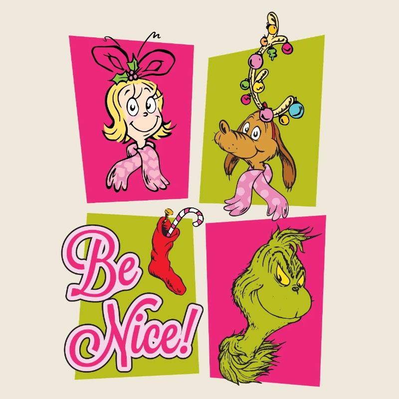 The Grinch, Cindy Lou & Max Be Nice Tile Design