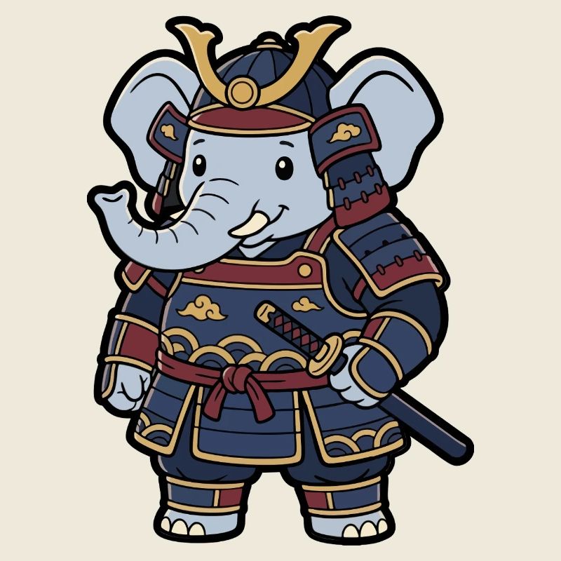Samouraï éléphant en armure de guerrier