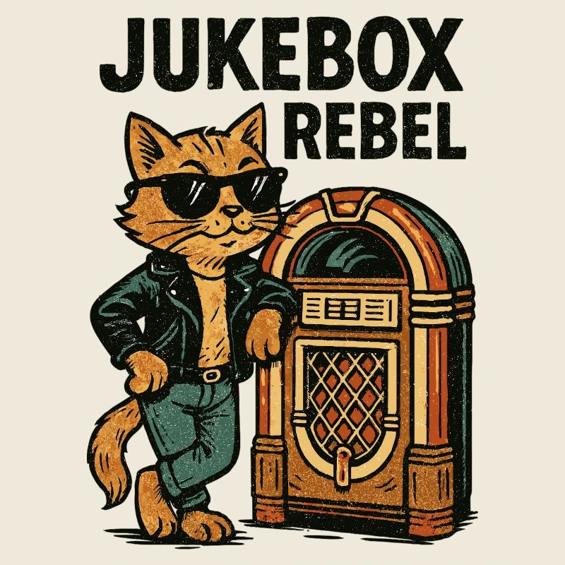 Rockabilly Jukebox Cool Cat Rebel Cadeau rétro