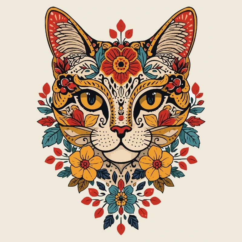 Tête de chat fleurie