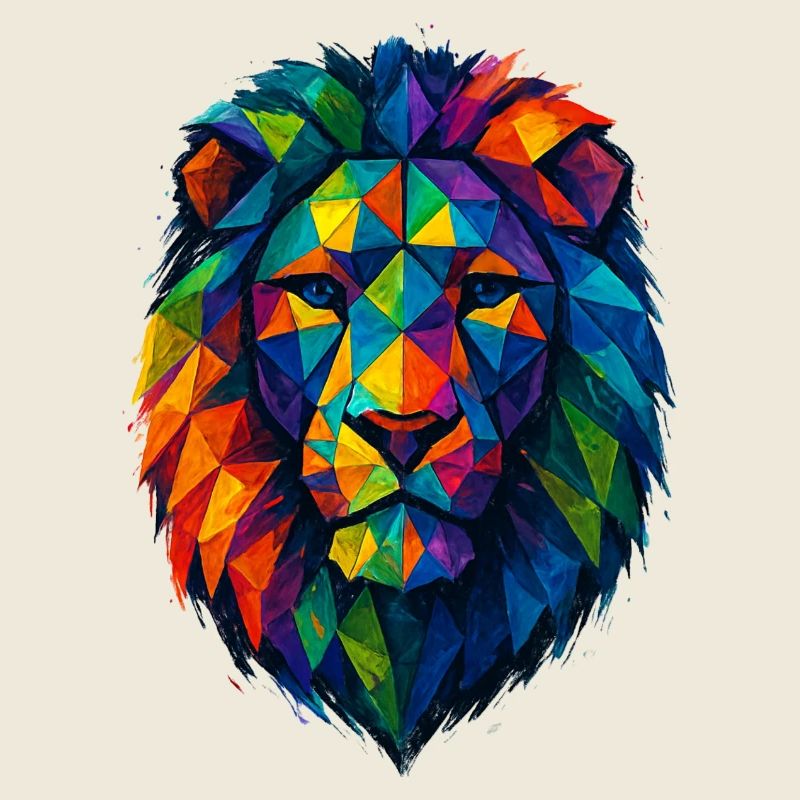 Farbenfroher Wildlöwe – Kunstfarben springen hervor