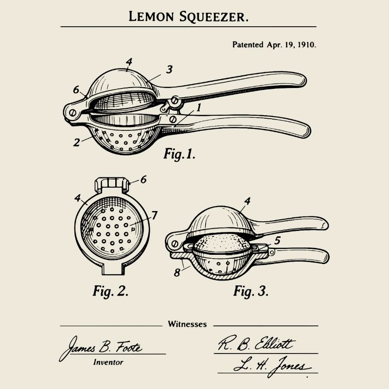 Lemon Squeezer Culinary Decor T-Shirt mit Patentmuster