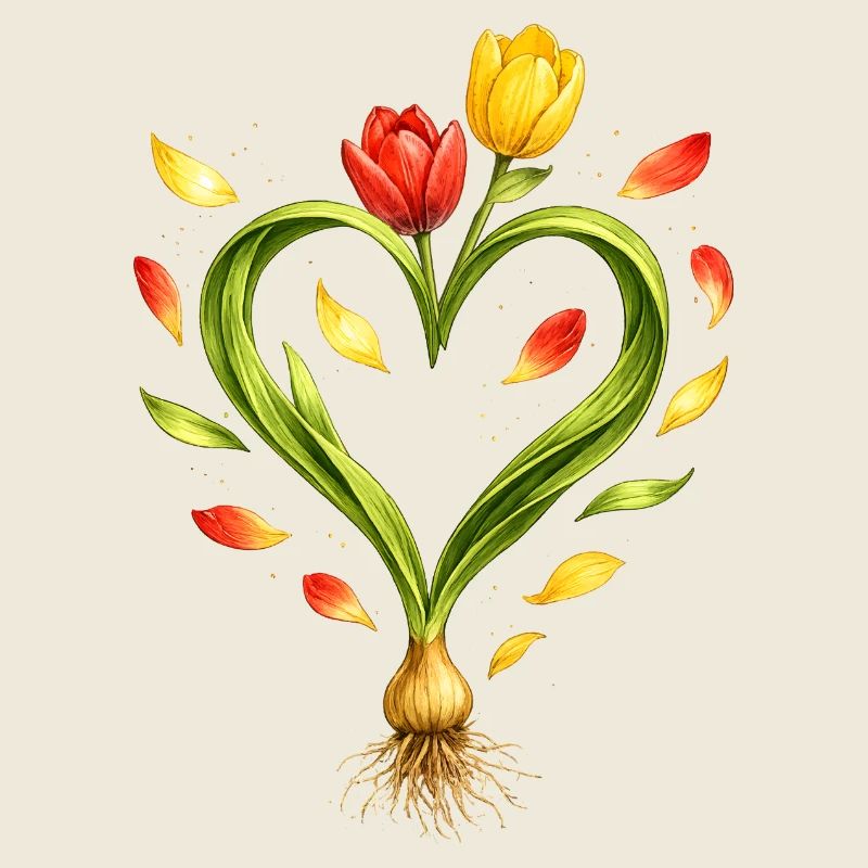 Tulip heart with visible bulb