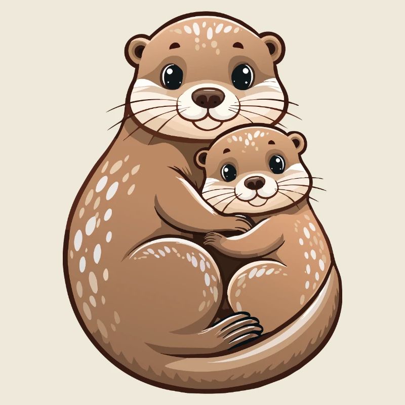 Mother otter with cub