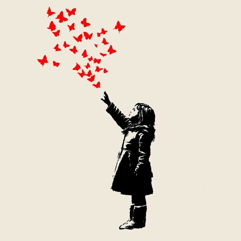 Schmetterlinge im Banksy-Stil