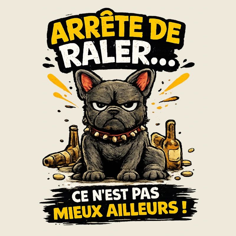 Chien bouledogue râleur - Arrête de râler
