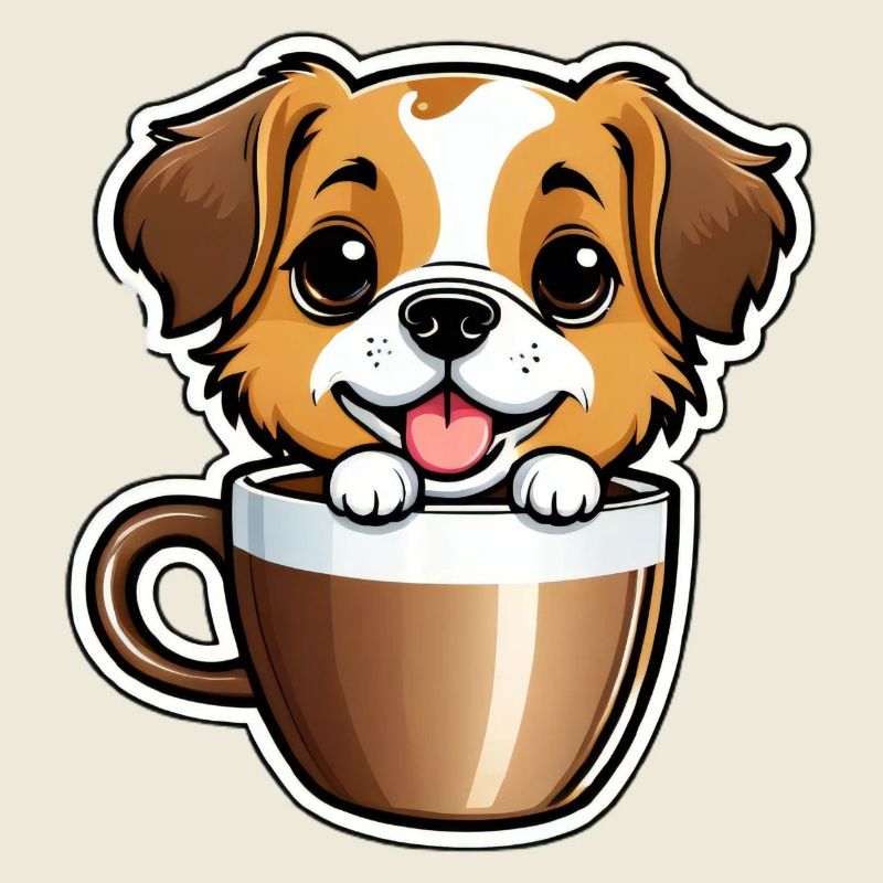 Cute dog in coffee cup