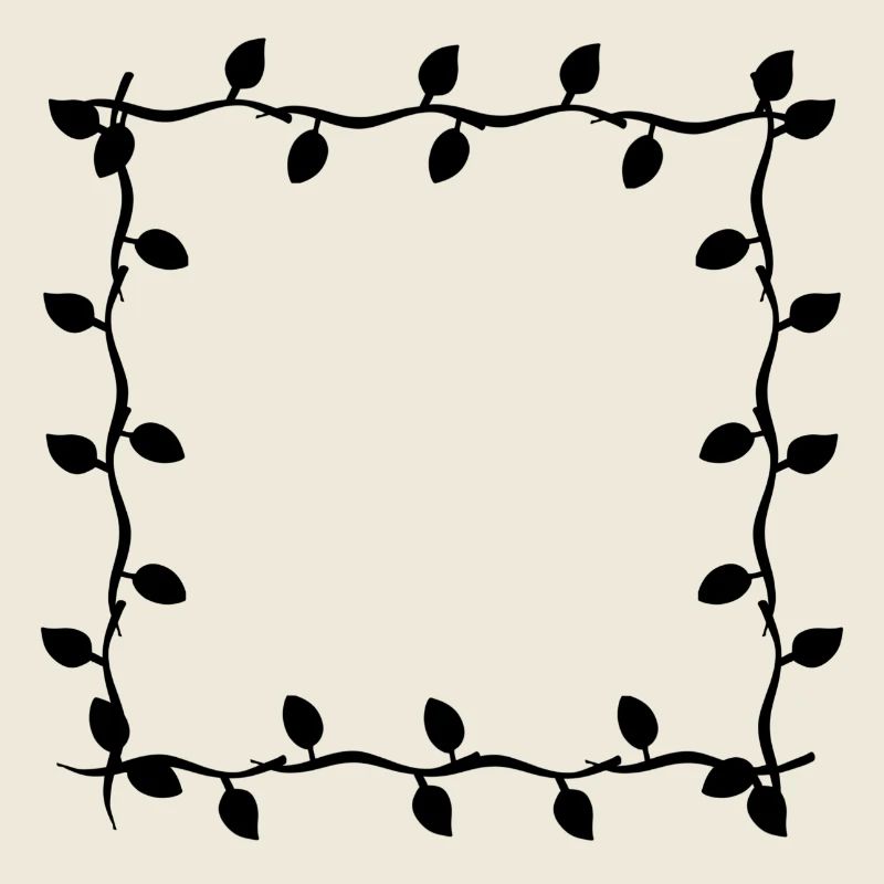 Four Leaves Line Nature Frame Leaf Shape