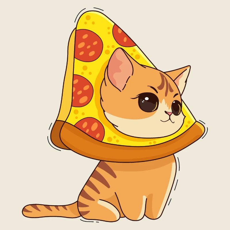 Katze und Pizza
