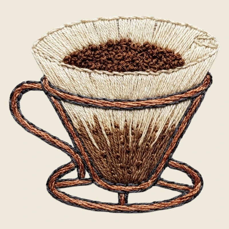 Embroidered coffee filter – minimalist (printed)