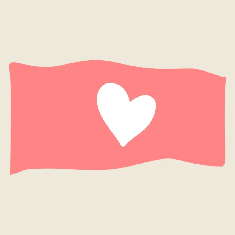 Symbole Drapeau Coeur Rose Forme Amour