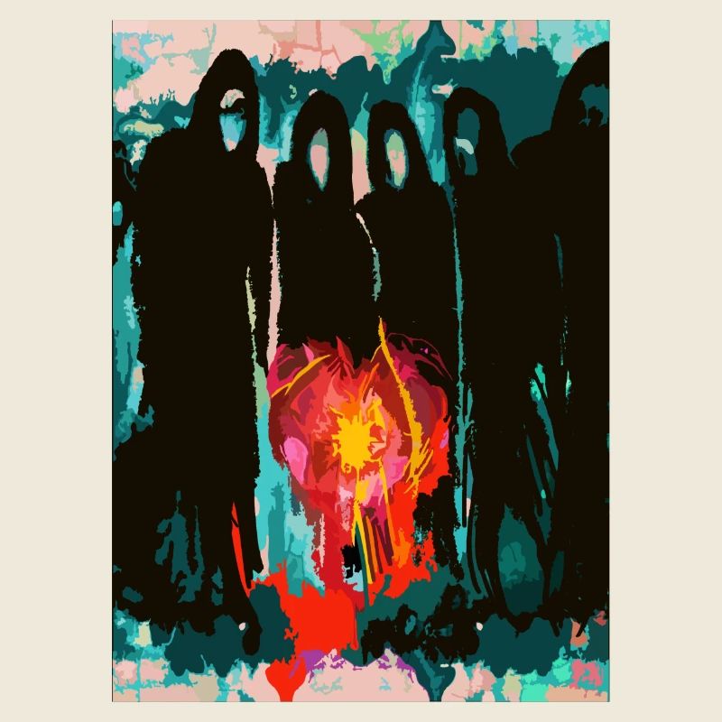 Blossom Fire Silhouette Circle