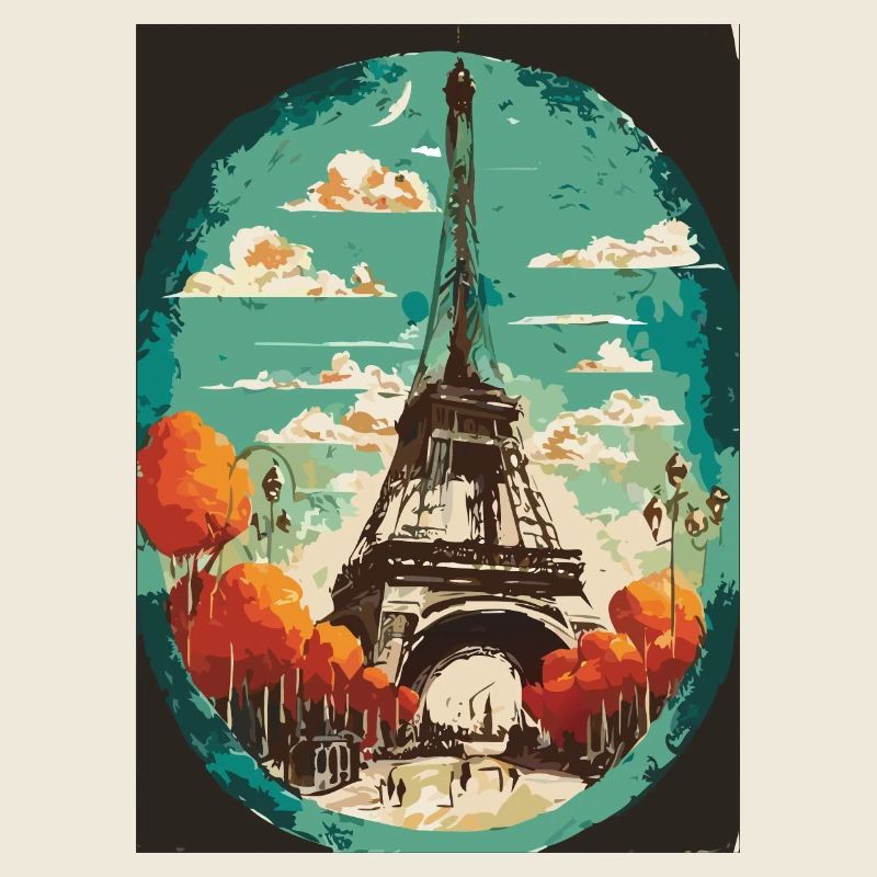 Eiffel Tower in the center