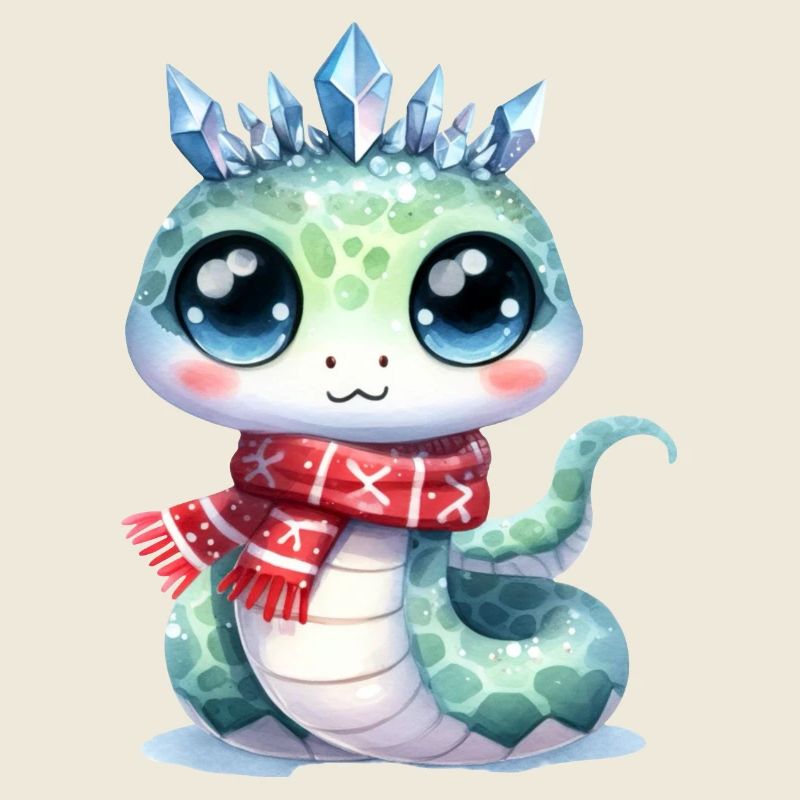 Serpent mignon avec Couronne de cristal de glace