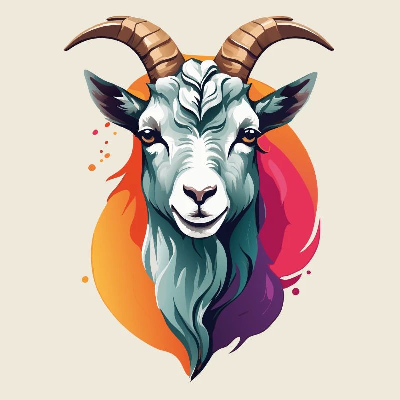 Colorful graphic goat goat portrait