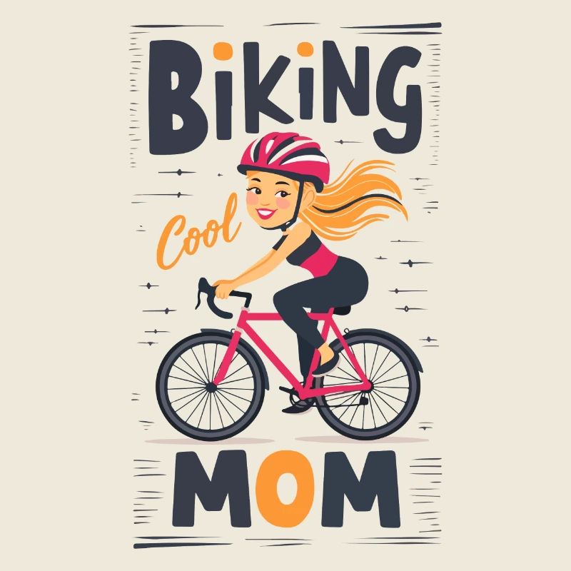 Cool Biking Mom Illustration Design