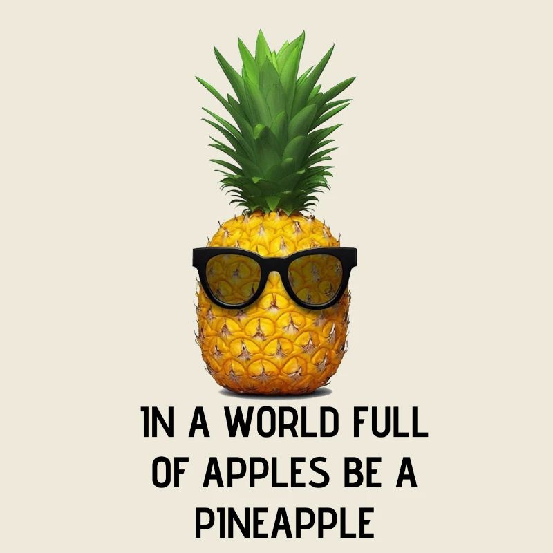 In einer Welt voller Äpfel sei eine Ananas
