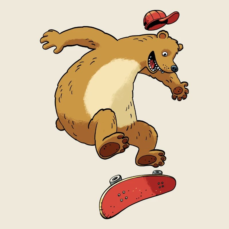 Bear on skateboard