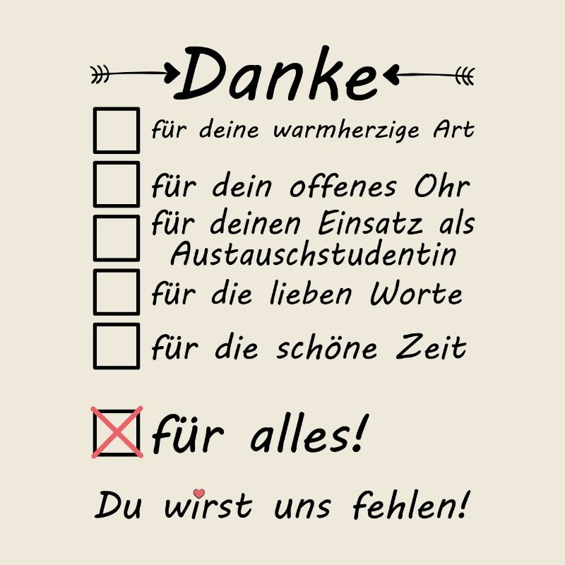 Austauschstudentin zum Abschied Danke Dankeschön