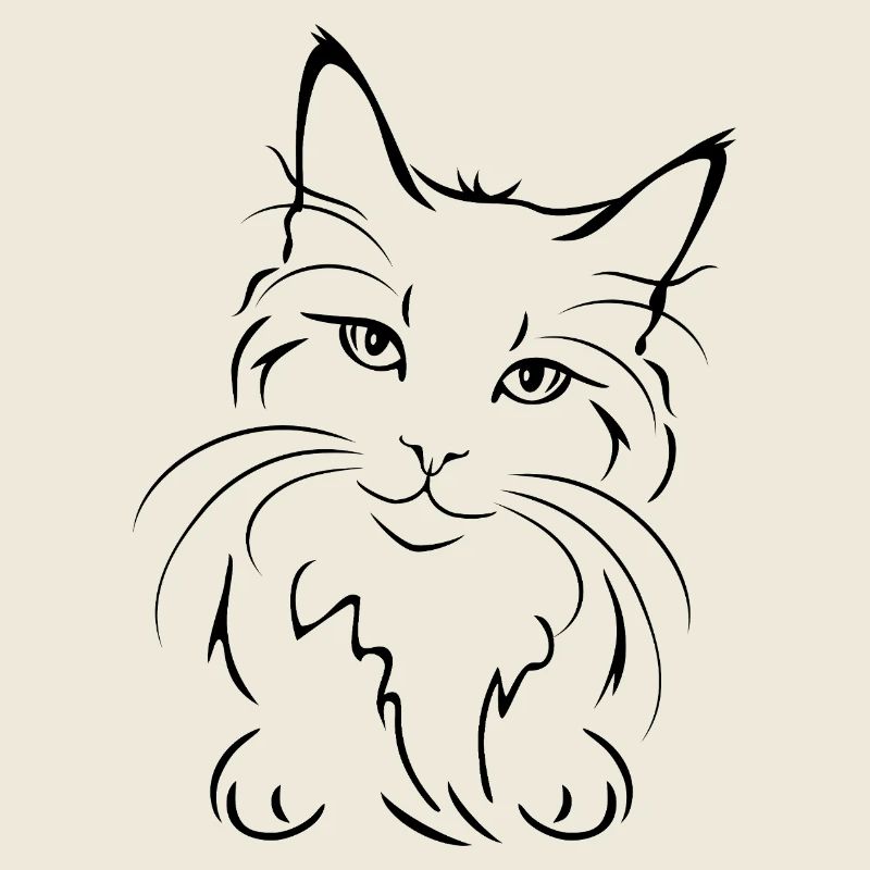 Outlined cute cat portrait