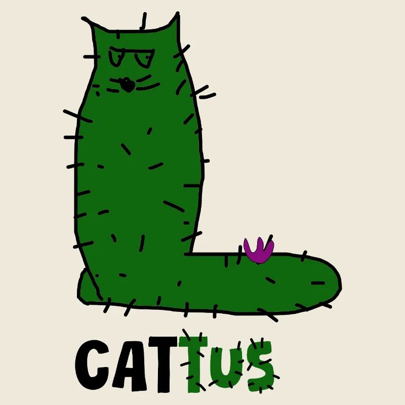 Cattus – Cactus Cat Doodle, Green Cat with Spines.