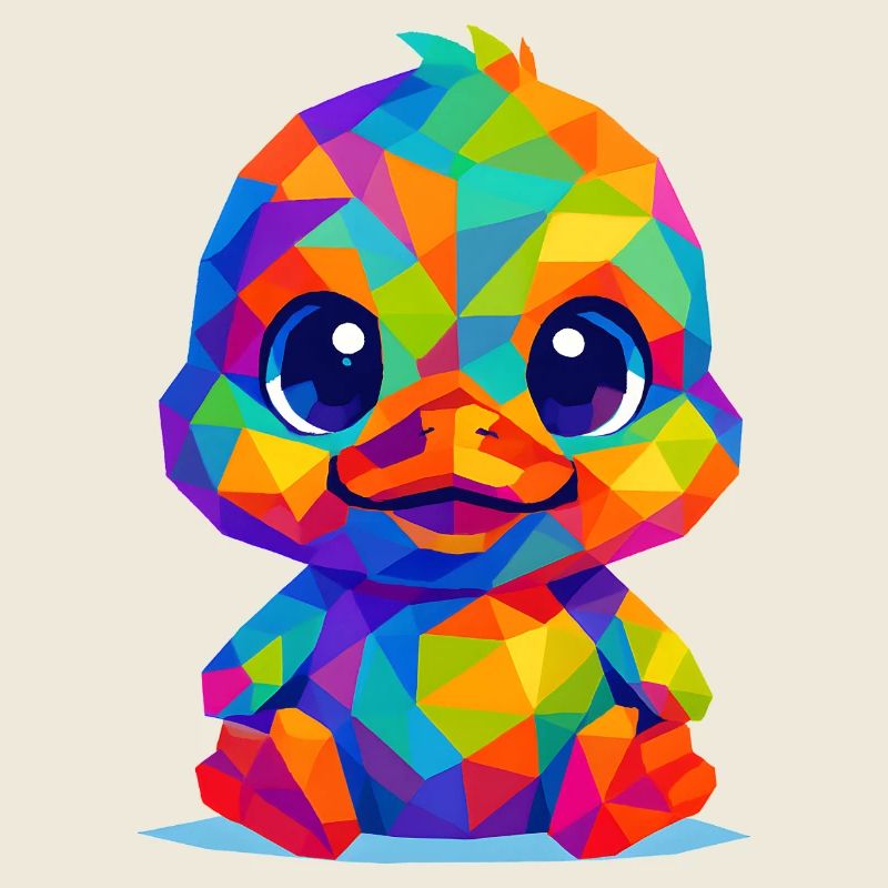WPAP polygone style Kawaii animaux bébé canard poussin