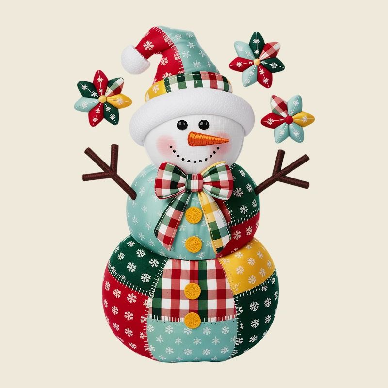 Patchwork Snowman Holiday Cheer