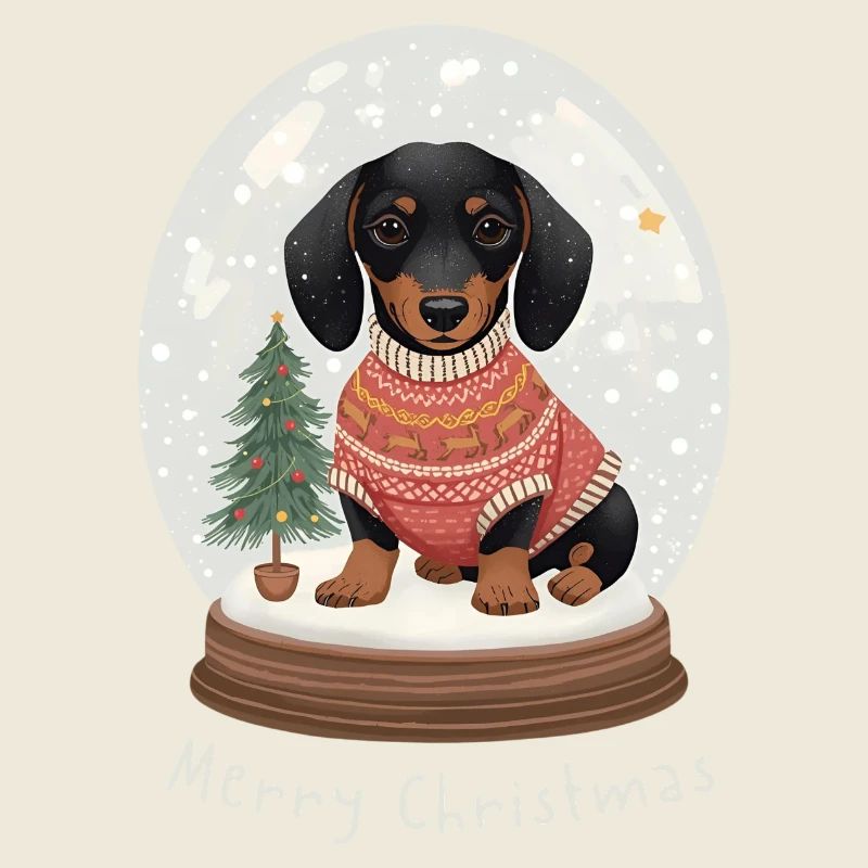 Teckel mignon dans une boule à neige – Joyeux cadeau de Noël