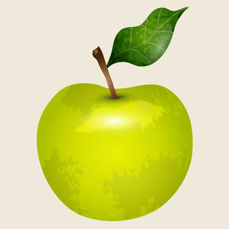 Pomme vert vif avec feuille – Food Art