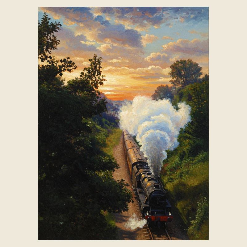 Sunset Steam Locomotive