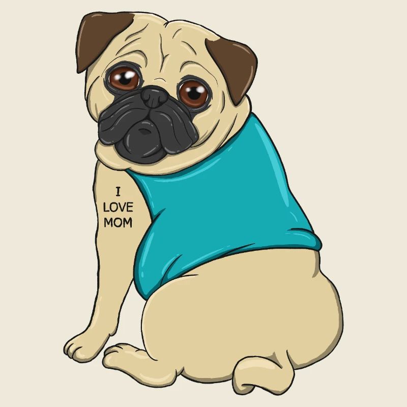Süßes Mopshund-Tattoo Ich liebe Mama Muttertagsgeschenk