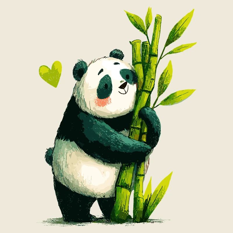 Panda Kuschel mit Bambus