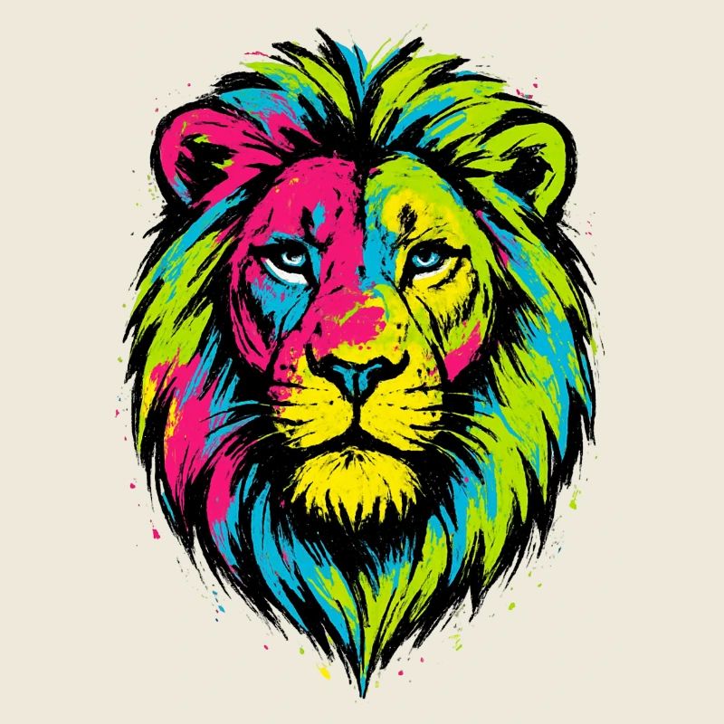 Colorful Wild Lion - Art Colors Pop