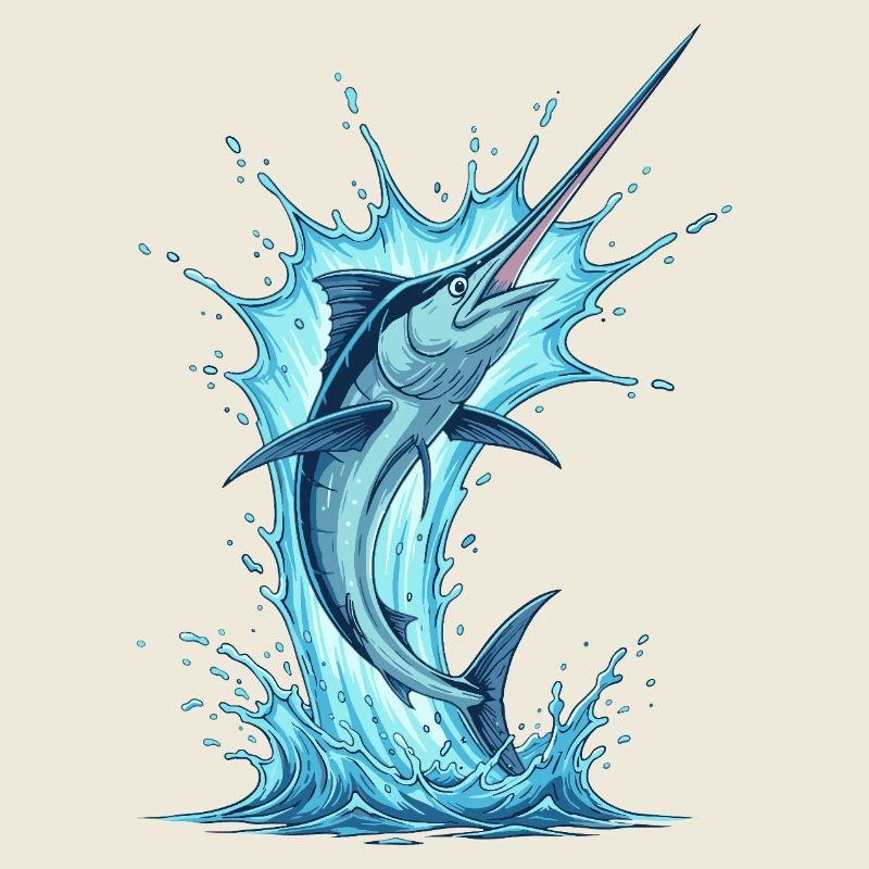 Blauer Marlin Sprung Kunstmotiv