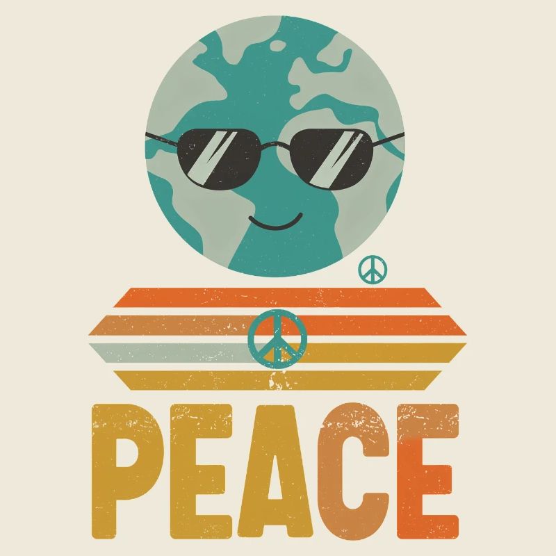 Erde mit Peace-Sonnenbrille Retro