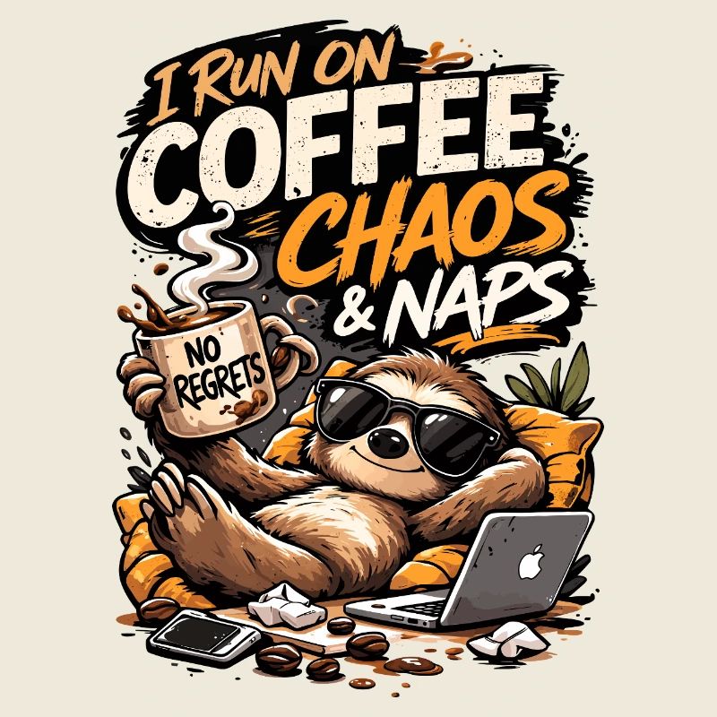 Kaffee-Chaos & Nickerchen Faultier-T-Tee