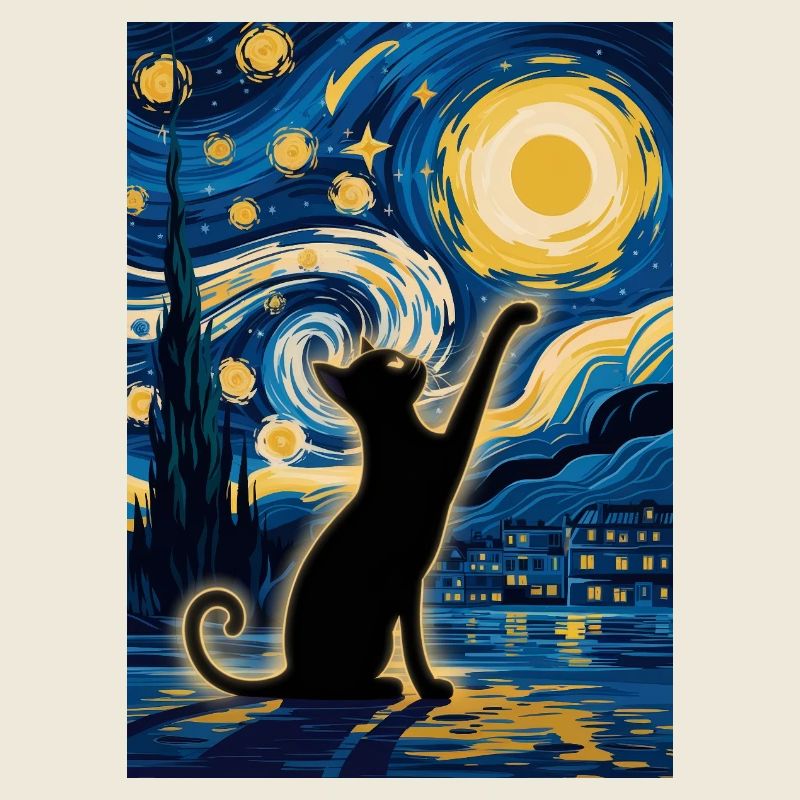 Schwarze Katze im wirbelnden Himmel Vincent Van Gogh