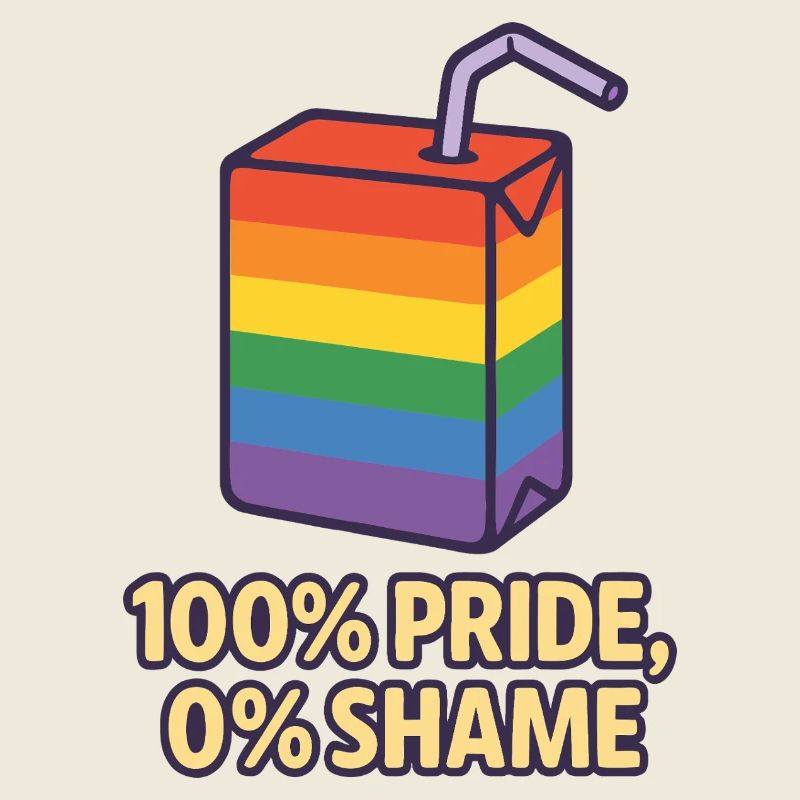 100% Pride, 0% Shame – Regenbogen-Saftbox Design