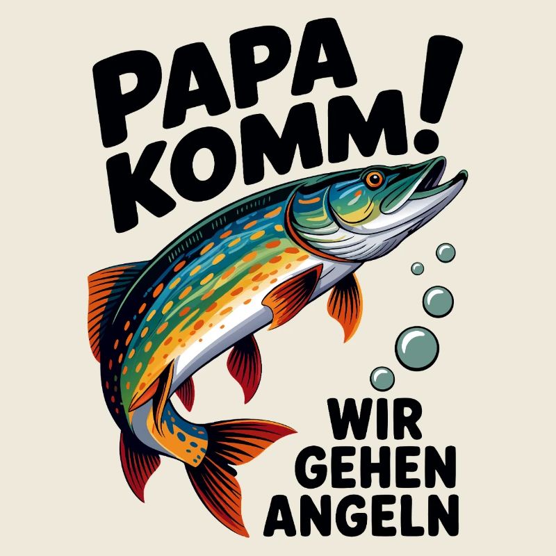 Papa komm wir gehen Angeln springender Hecht