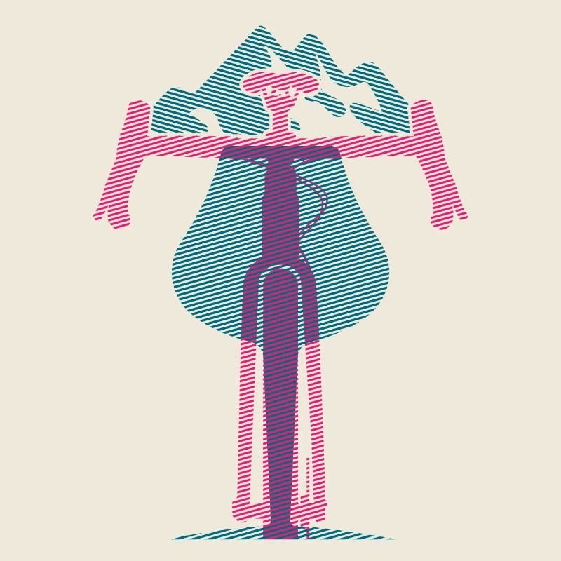 Minimalist bike design, mountains, optical effect