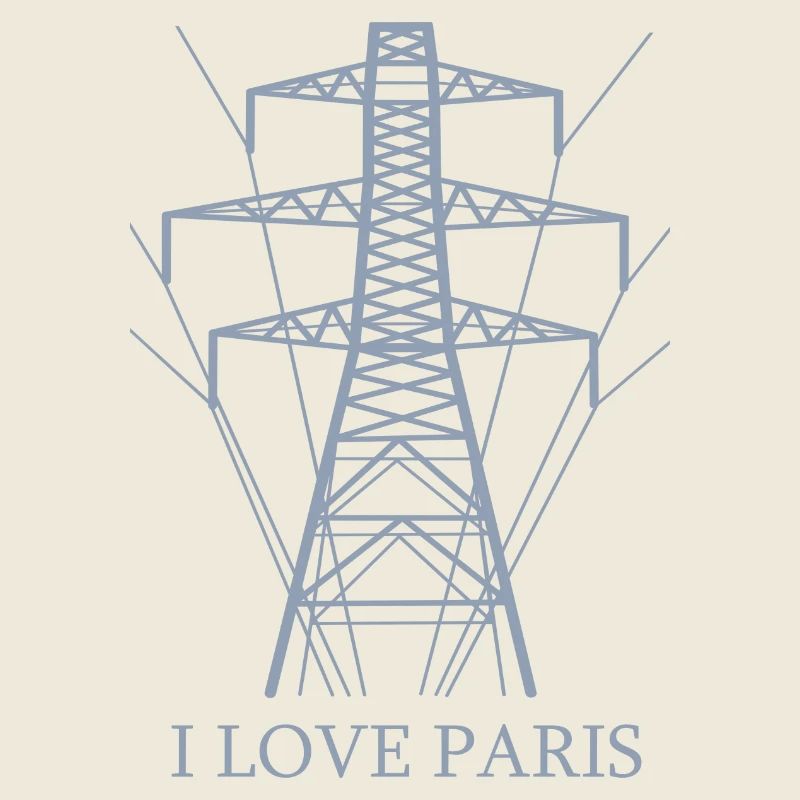 Ironisch Ich liebe Paris Eiffelturm als Strommast