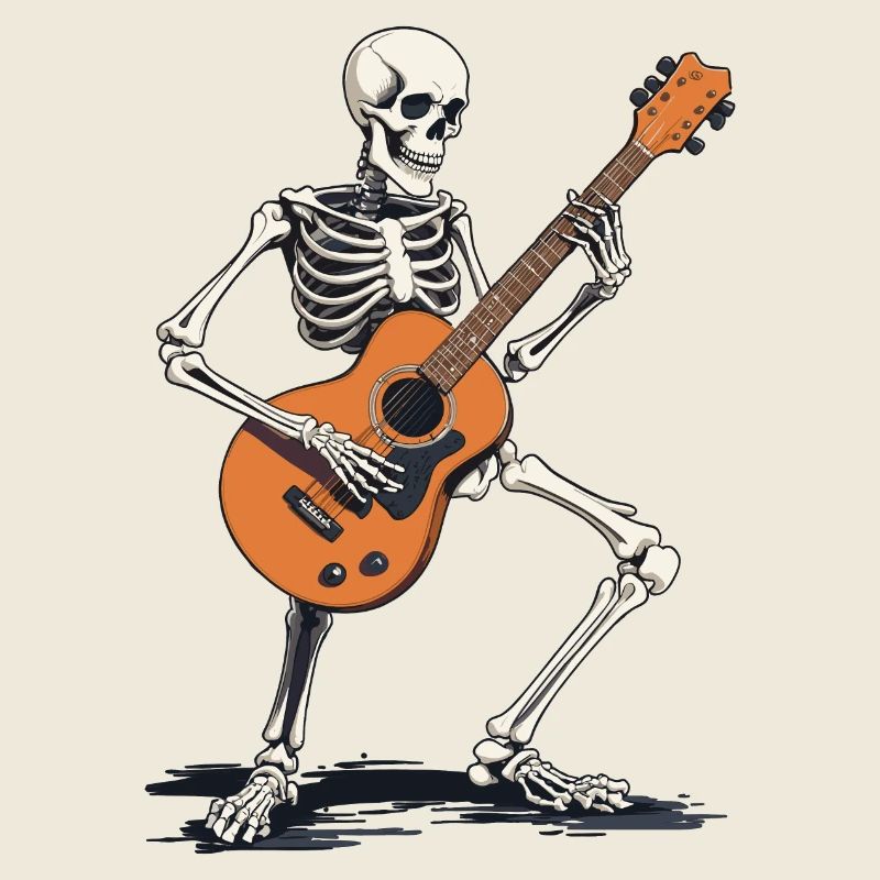 Skelett mit Gitarre