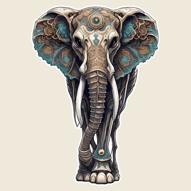 Elefant / Tier / Orientalisch / Blumen / Muster