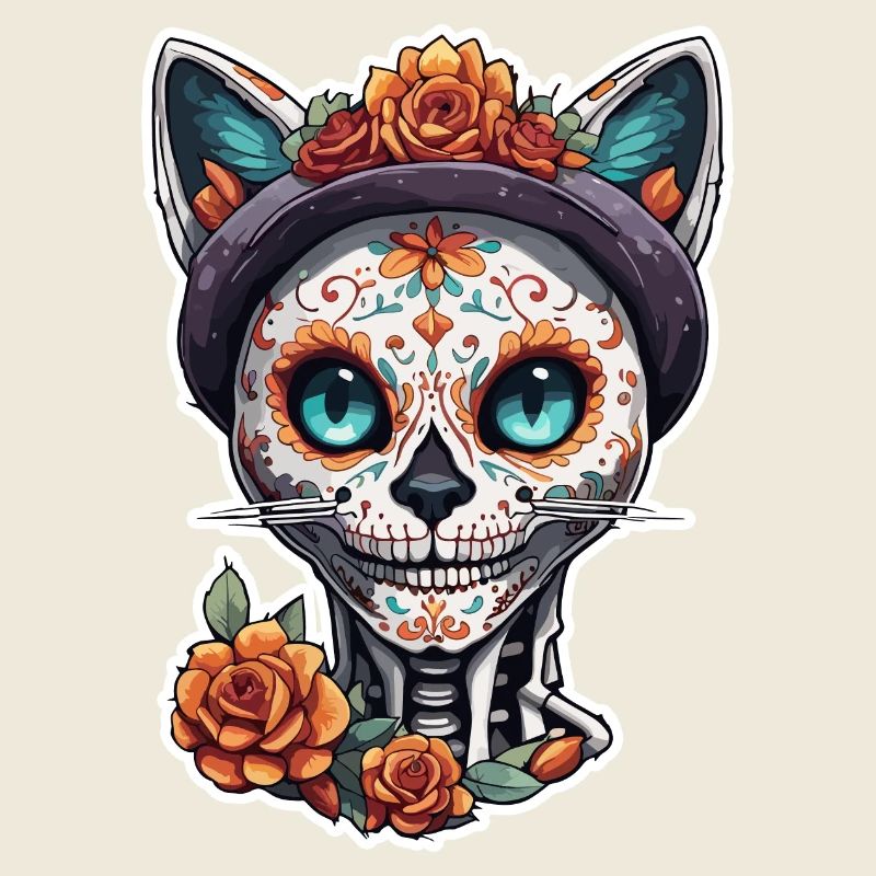 La Catrina/ Tattoo / Mexiko / Tier / Katze