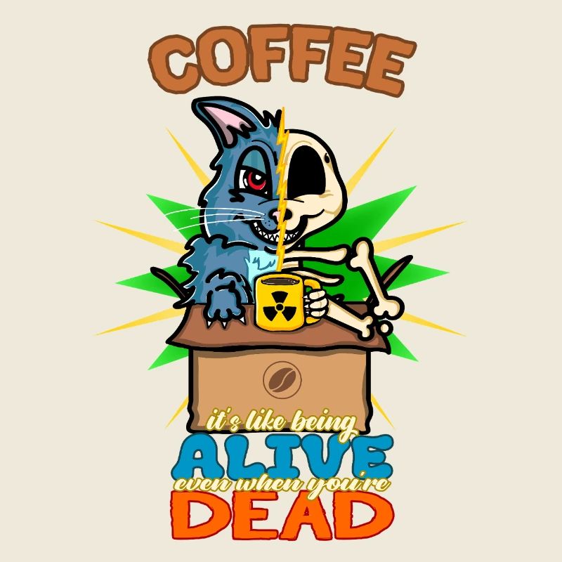 Funny Schrodinger's Cat Coffee Science Cartoon