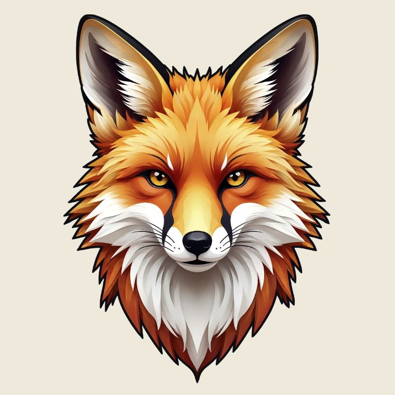 Tête de renard en couleur
